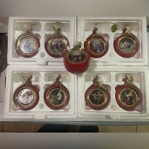 9 Norman Rockwell Family Heirloom Christmas Ornaments Bradford Exchange